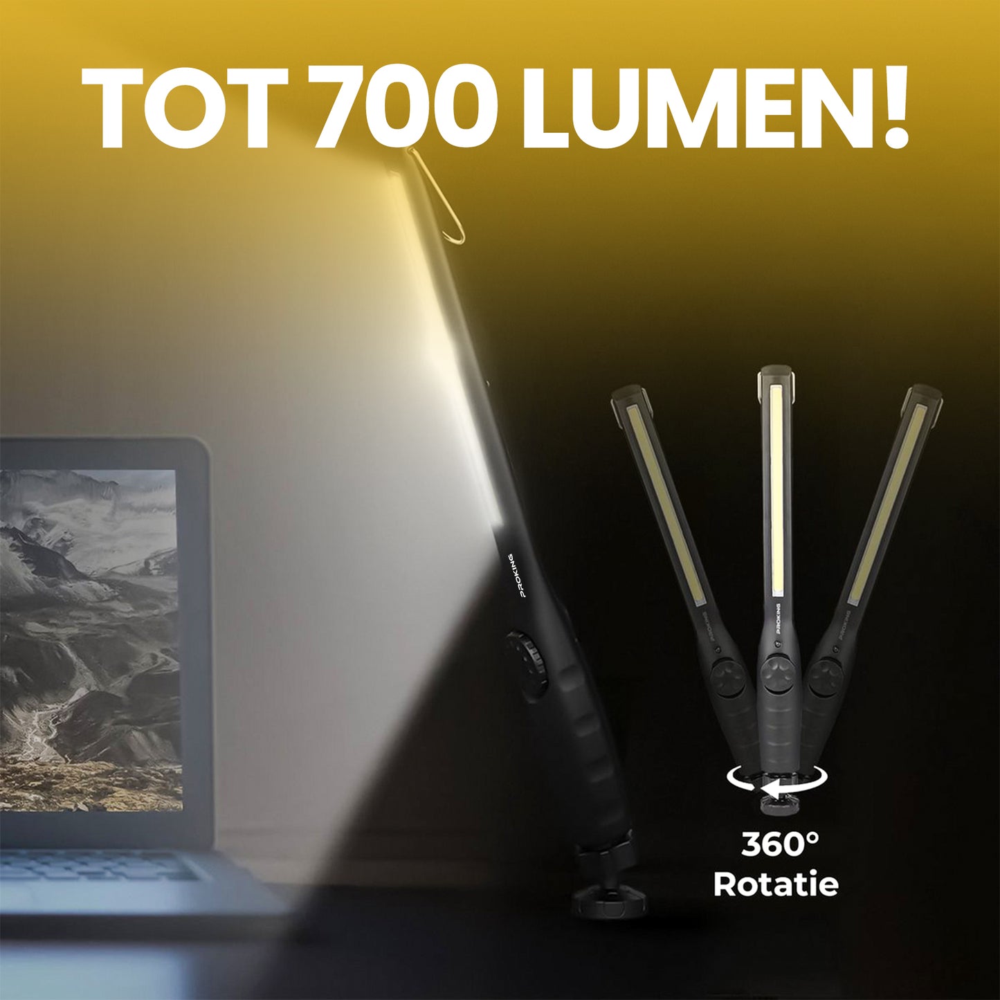 PROKING Professional COB LED Work Lamp - Work Lamp - Hand Lamp - Rechargeable - 700 Lumen