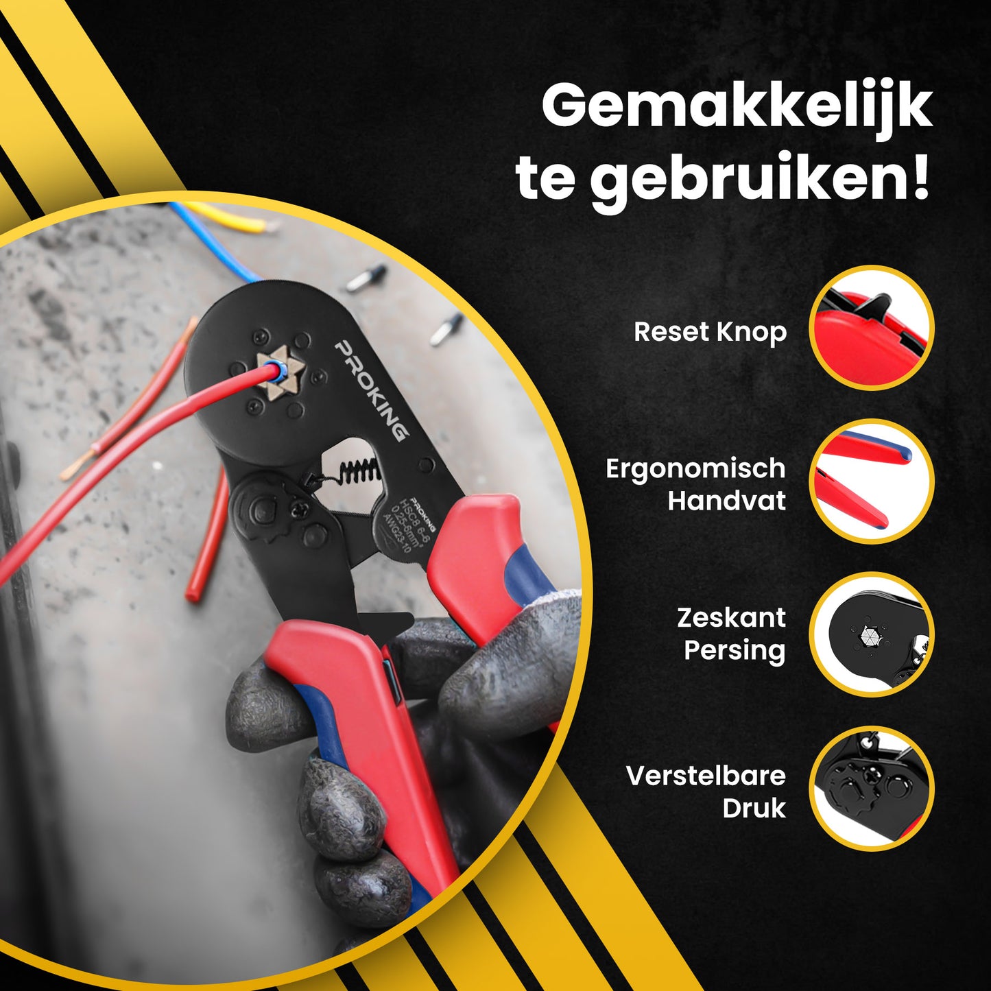 Zelfinstellende Adereindhulstang