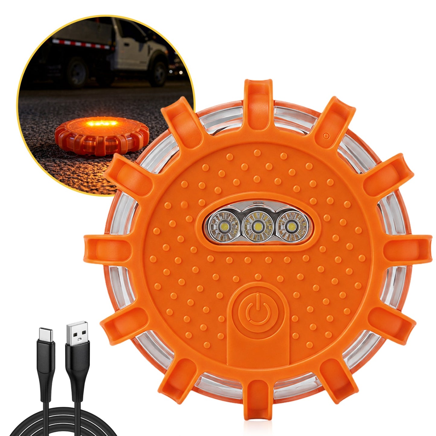 Oranje LED waarschuwingslampen 3 stuks