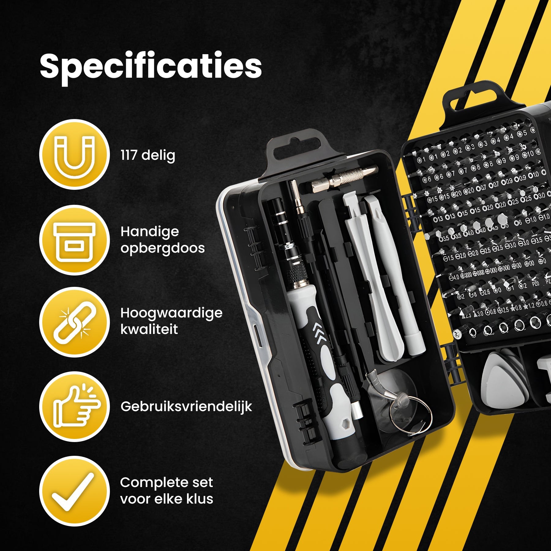PROKING - 117 delige Precisie Schroevendraaier set Magnetisch - Schroevendraaiers - Bitset met Torx - Gereedschapset - Schroevendraaierset - PROKING