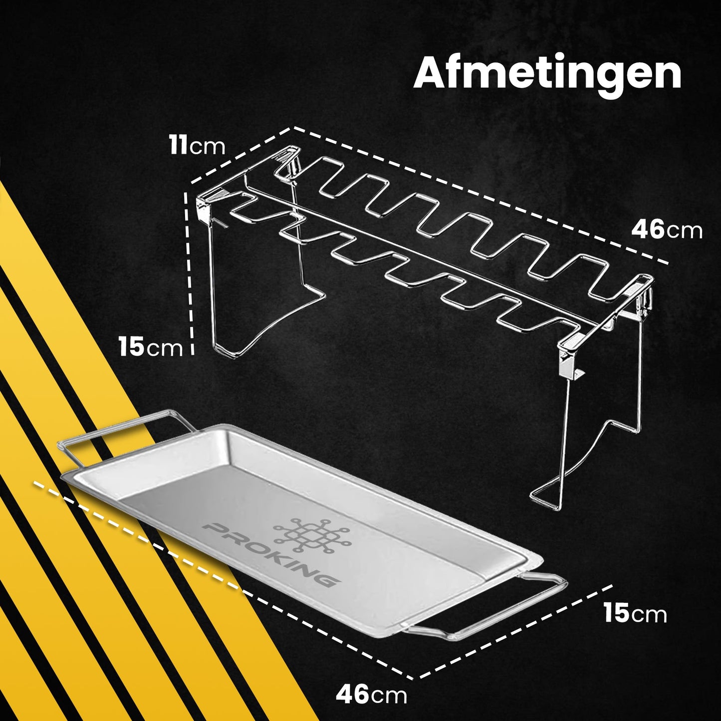 PROKING Kippenvleugelhouder – BBQ Accessoires – BBQ Kiphouder –Kiphouder Oven – Inclusief Opvangbakje – RVS - PROKING