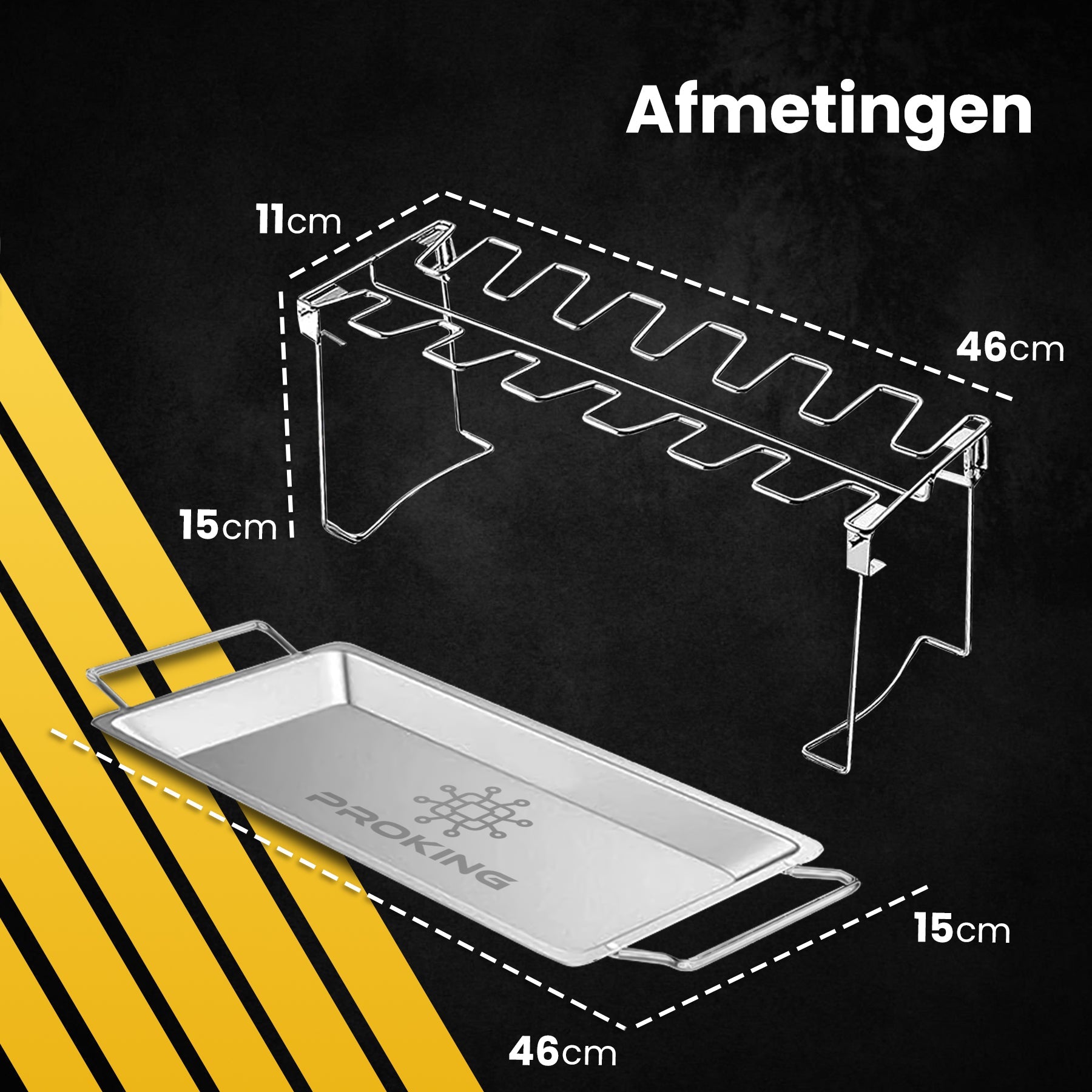 PROKING Kippenvleugelhouder – BBQ Accessoires – BBQ Kiphouder –Kiphouder Oven – Inclusief Opvangbakje – RVS - PROKING