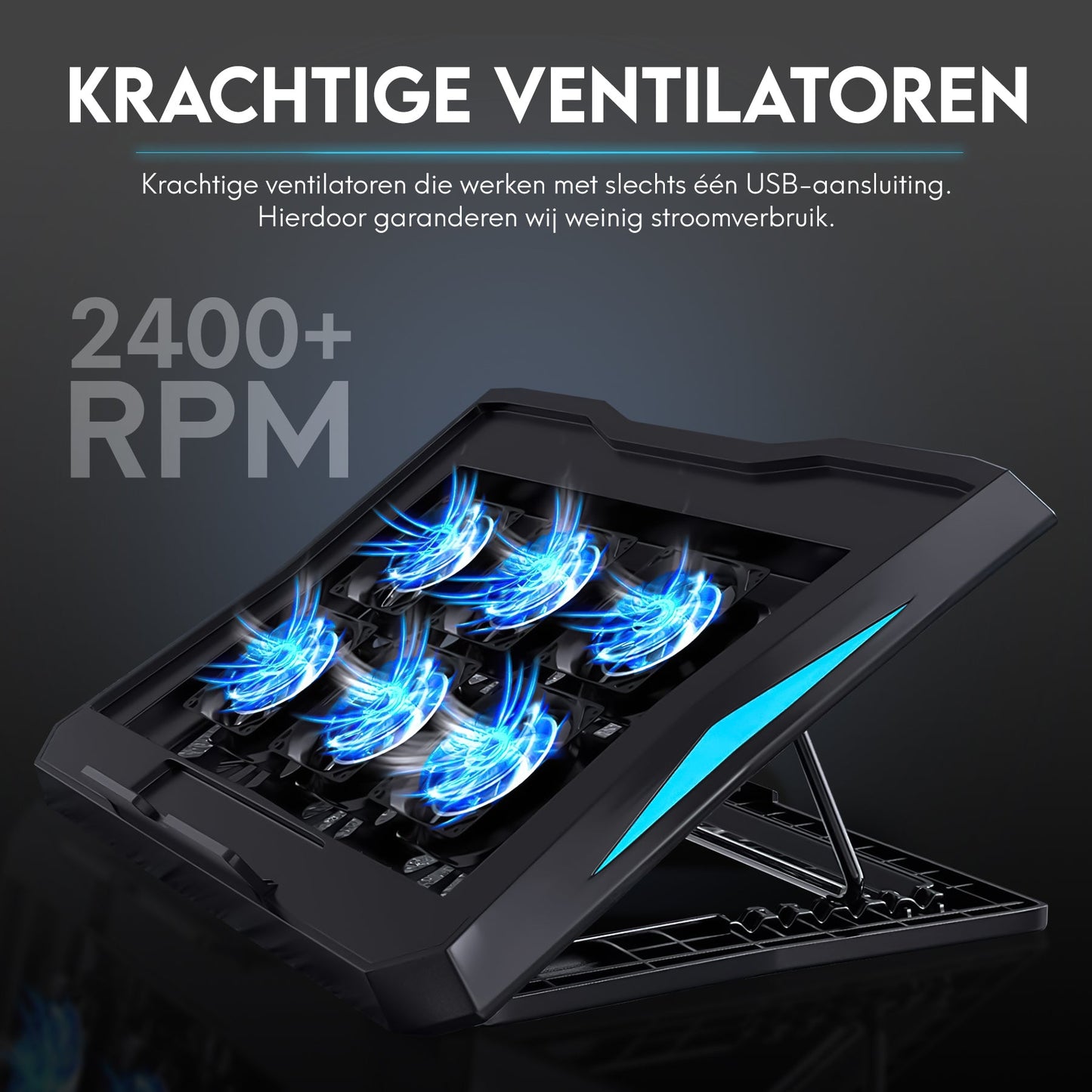 PROKING Laptop Koeler | Cooler - Laptop standaard - Laptopverhoger - 6 ventilatoren - Ergonomisch - 10"-17" inch - PROKING