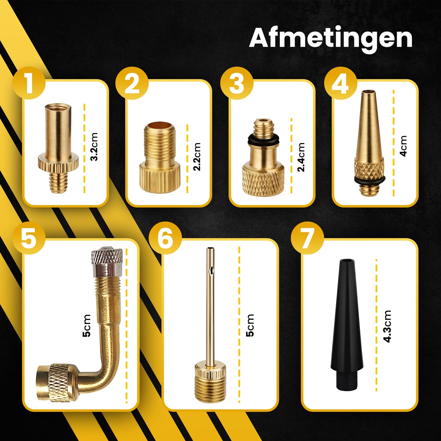 PROKING Ventiel Adapter Set 15 Stuks – Verloopnippel Set – Ventieladapters – Verloopnippels – Balnaalden – Geschikt Voor Bal, Fiets, Auto, Zwembad & Meer – Universeel Te Gebruiken - PROKING