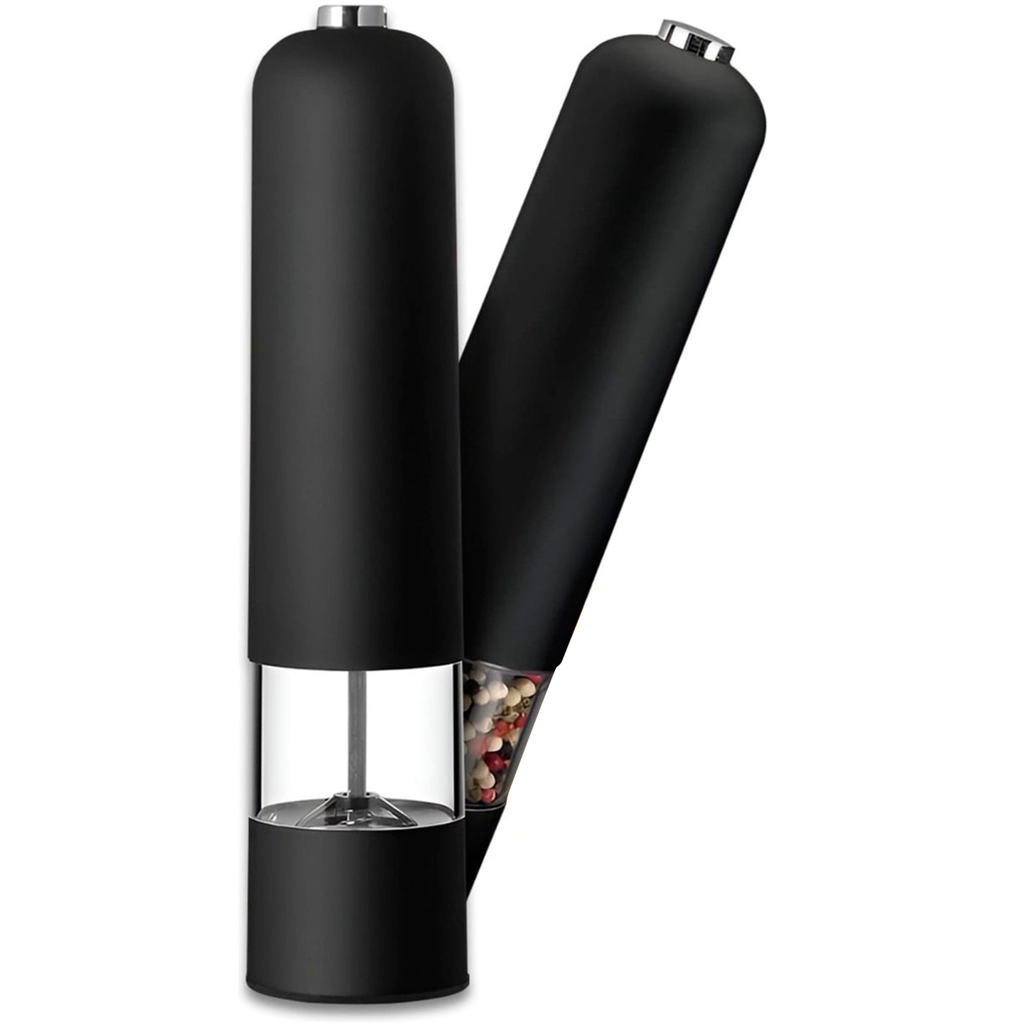 Black electric salt and pepper mill set