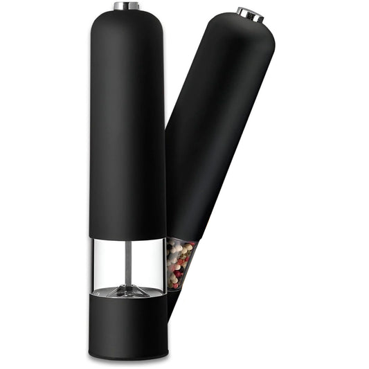 Black electric salt and pepper mill set