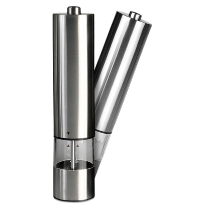 Silver electric salt and pepper mill set