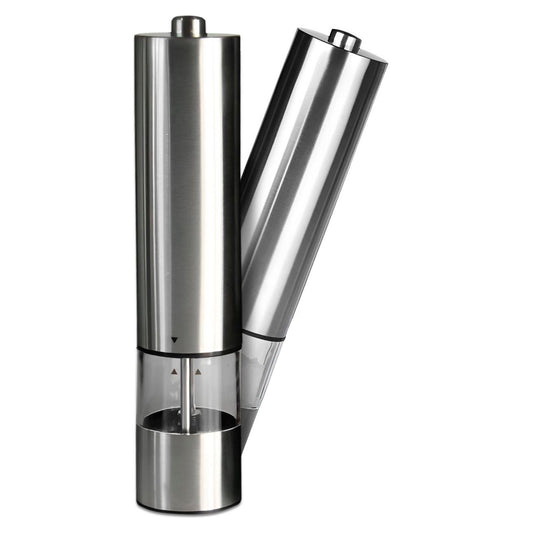 Silver electric salt and pepper mill set