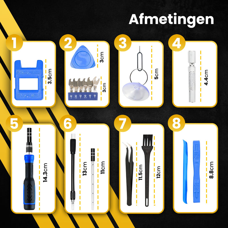 PROKING 161-Delige Schroevendraaierset Precisie – Gereedschapset – Gereedschapskoffer Gevuld – Set Schroevendraaiers – Magnetisch – Universeel - Bitset - PROKING