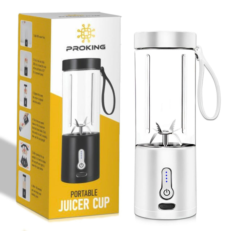 Smoothie Maker, Mini Blender, Blender To Go, USB-oplaadbaaer, Oplaadbare Blender, 530 ml Wit - PROKING